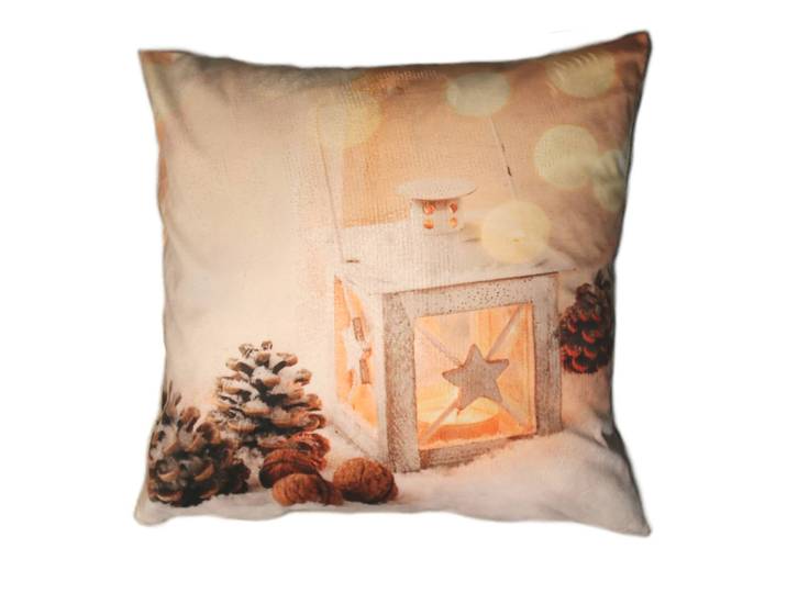Housse de coussin Laterne Beige 40 x 40 x 1cm Tissu