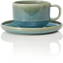 ROCKZZERO® - Ober- und Untertasse, 0,275 ltr., Set á 6 Stück, myrtle green, Steinzeug