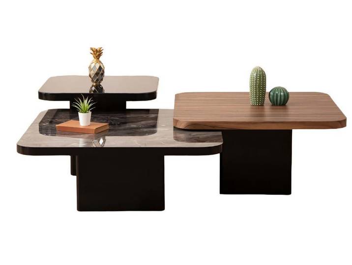 Xlmoebel Couchtisch Modernes Wohnzimmertisch-Set aus edlen Materialien in elegantem Design (Wohnzimmertisch-Set, 3x Couchtische), Hergestellt in Europa