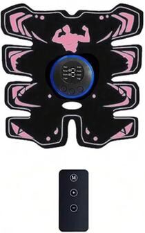 Uplifted Finds USB Rechargeable EMS Muscle Stimulator ABS Arm 3 In 1 Trainer Wireless Fitness Body Slimming Device remote Control pink