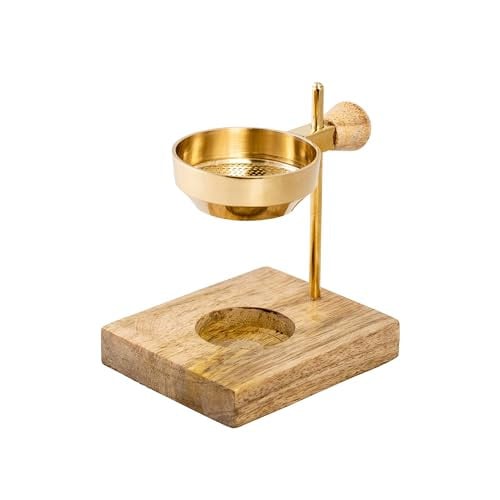 NKlaus Verstelbare Wierookbrander en Theelichthouder van Messing - Goud