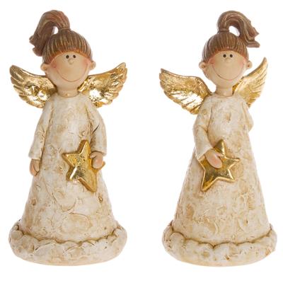 Engelfigur "Weihnachtsdeko", beige (beige, goldfarben), H:15cm, Polyresin (Kunststein), MYFLAIR MÖBEL & ACCESSOIRES, Dekofiguren, Engelfigur, goldfarben dekoriert