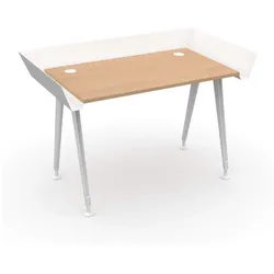 Letti Moderni Schreibtisch Tern 100x72 cm – Weiß mit Buche Dekor