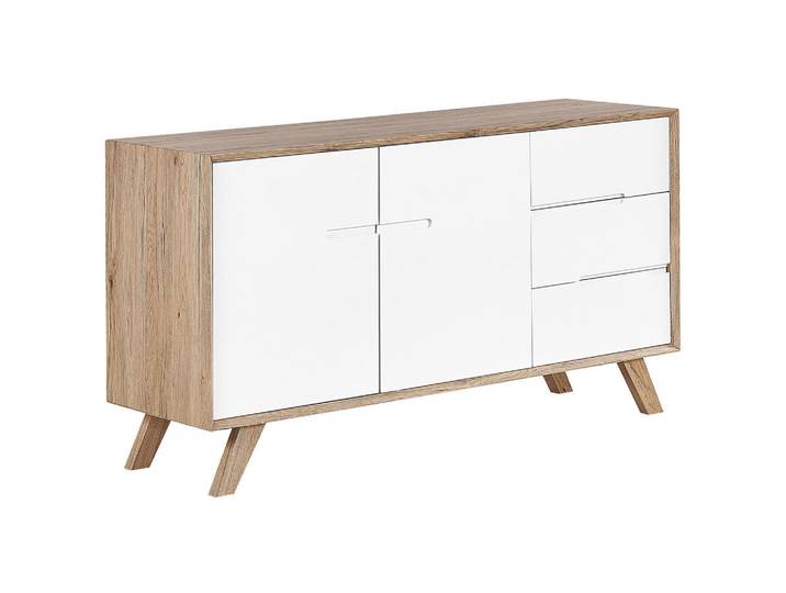 Beliani Sideboard mit 2 Türen Braun/Weiß Forester, Kiefer, 140x75x40 cm, Kleinmöbel, Kommoden, Sideboards
