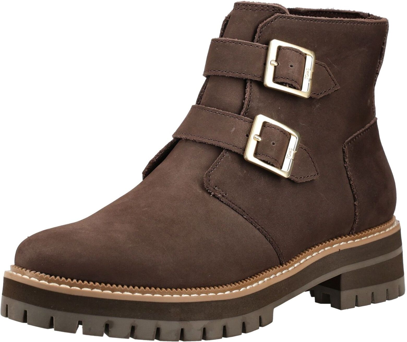 Stiefelette TOMS "TOMS Stiefelette Leder", Damen, Gr. 42, dunkelbraun, Leder, Schuhe Stiefelette