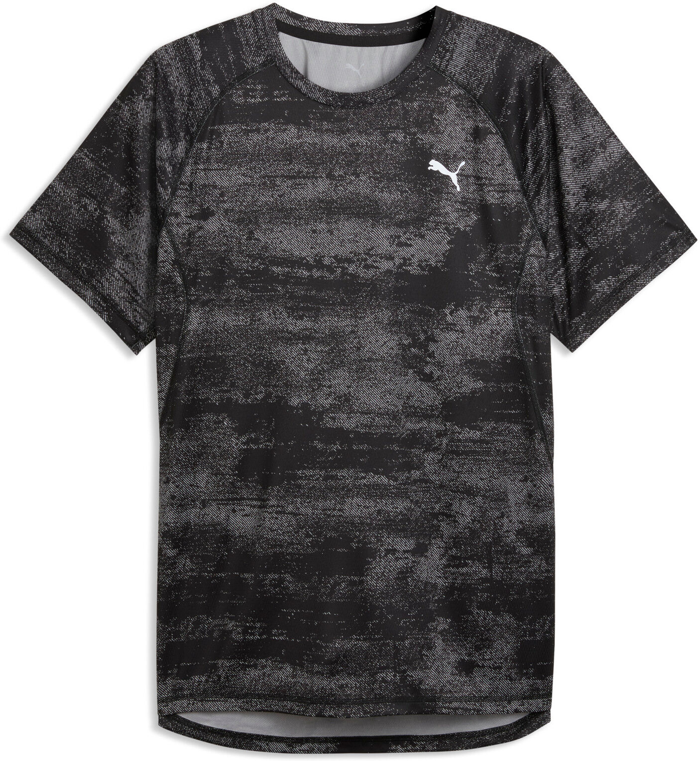 Laufshirt PUMA "M RUN VELOCITY AOP TEE", Herren, Gr. XXL, puma schwarz, Web, Obermaterial: 100% Polyester, bedruckt, slim fit normal, Rundhals, Shirts Laufshirt, Slim Fit Passform, kurze Ärmel, für Training, mit Print-Applikation puma schwarz XXL
