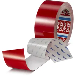 tesa 60960 Strapazierfähiges und kratzfestes Bodenmarkierungsband 50mmx20m rot