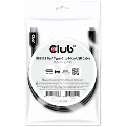 Club 3D USB 3.2 Gen1 Typ-C auf Micro USB Kabel 1m St./St. schwarz