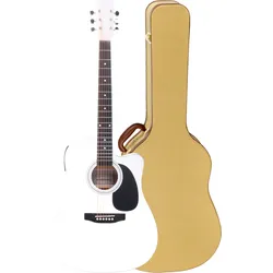 Classic Cantabile WS-10WH-CE Westerngitarre weiß mit Tonabnehmer Hardcase Set