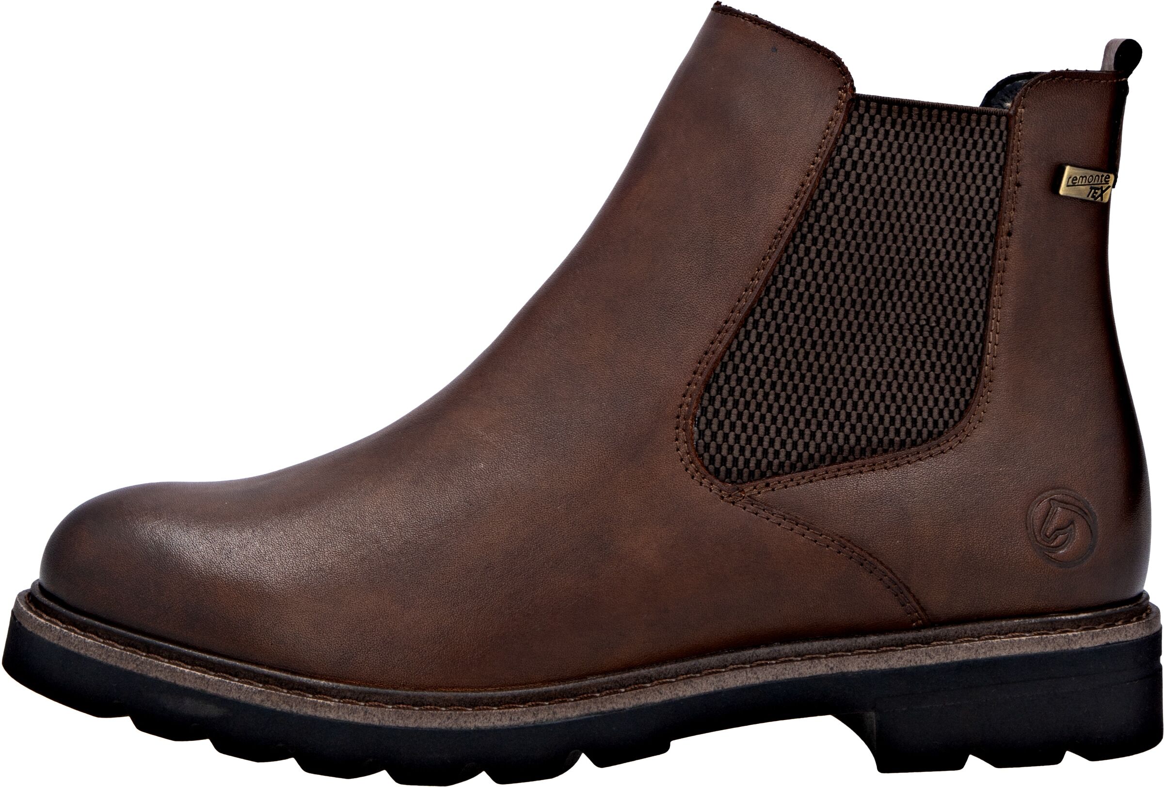 Chelseaboots REMONTE, Damen, Gr. 44, wärmend, braun (nuss), Elastischer Einsatz, Leder, unifarben, Schuhe Chelseaboots, Winterstiefelette, Klassik-Boots mit wasserabweisender TEX-Membran nuss 44, wärmend