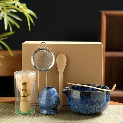 Inspired Finds 6 Piece Japanese Matcha Tea Set With Bamboo Whisk, Bowl & Accessories blue 6pcs