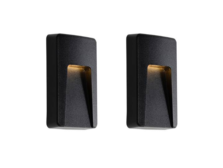 Lot de 2 appliques murales extérieures rectangulaires noires avec