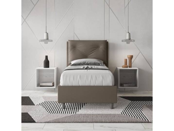 Lit coffre 1 place Appia - 80x190 - Marron - Blanc