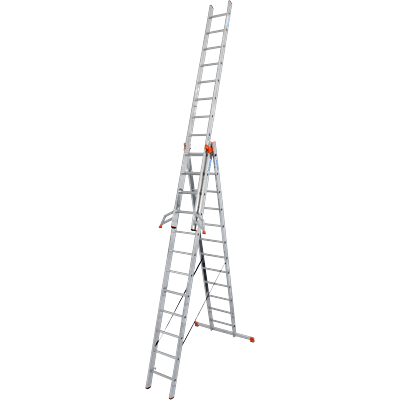 Vielzweckleiter KRAUSE "Tribilo", grau (aluminiumfarben), B:48cm H:360cm L:360cm, Aluminium, Leitern, mit Leiternspitzen, 3x12 Sprossen