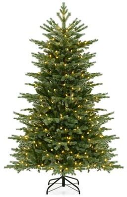 Costway 5/6/7 Feet Artificial Christmas Tree with 1426/2116/3156 Lush PVC and 200/300/400 Warm White LED Lights-M