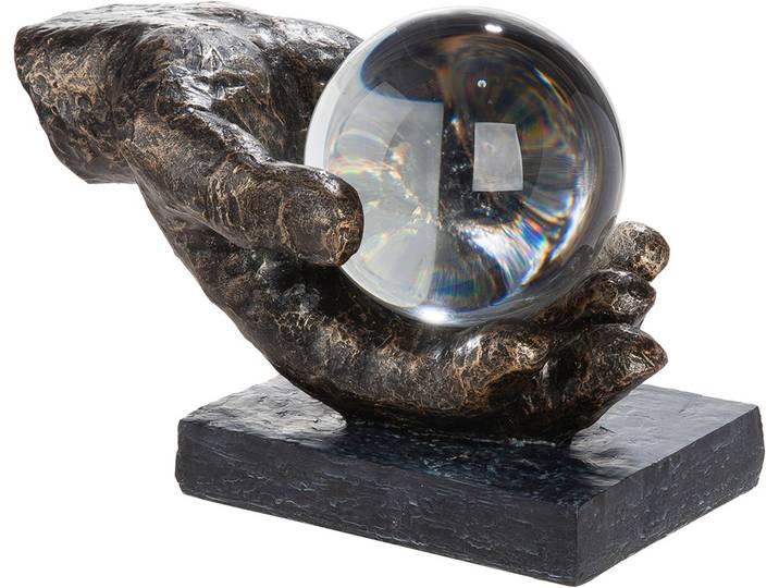 Skulptur GILDE Skulptur Hand; Kugel Erkenntnis bronzefarben , braun (bronzefarben, schwarz), B:22cm H:13cm T:12cm, Kunstharz, Dekofiguren, Skulptur, Erkenntnis Weisheit Lebensweg Philosophie Inspiration