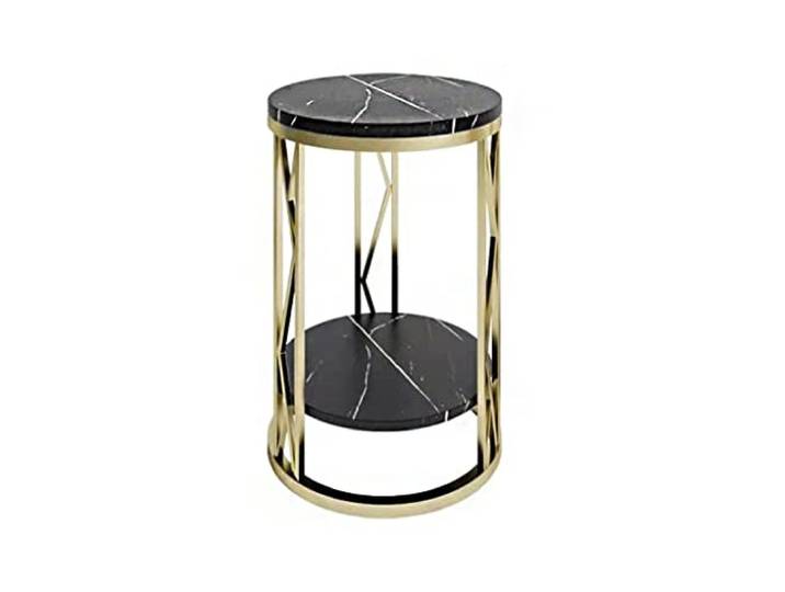 YCCHAH Bett mit Stauraum Kreativer runder Nachttisch Kleiner Tisch Schiefer Wohnzimmer Schlafzimmer Aufbewahrung Doppelregal Desktop(D)