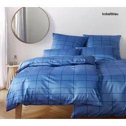 Elegante Bettwäsche Cross - 155x220 cm + 80x80 cm	kobaltblau