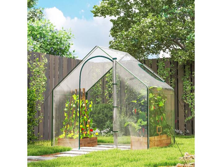 Outsunny Serre Tomates 1.8x1x1.68m Transparent Vert