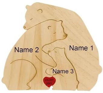 Inspired Finds Custom Name Bear Family Puzzle Ornament Personalized Wooden Keepsake Gift customized 3 Bears