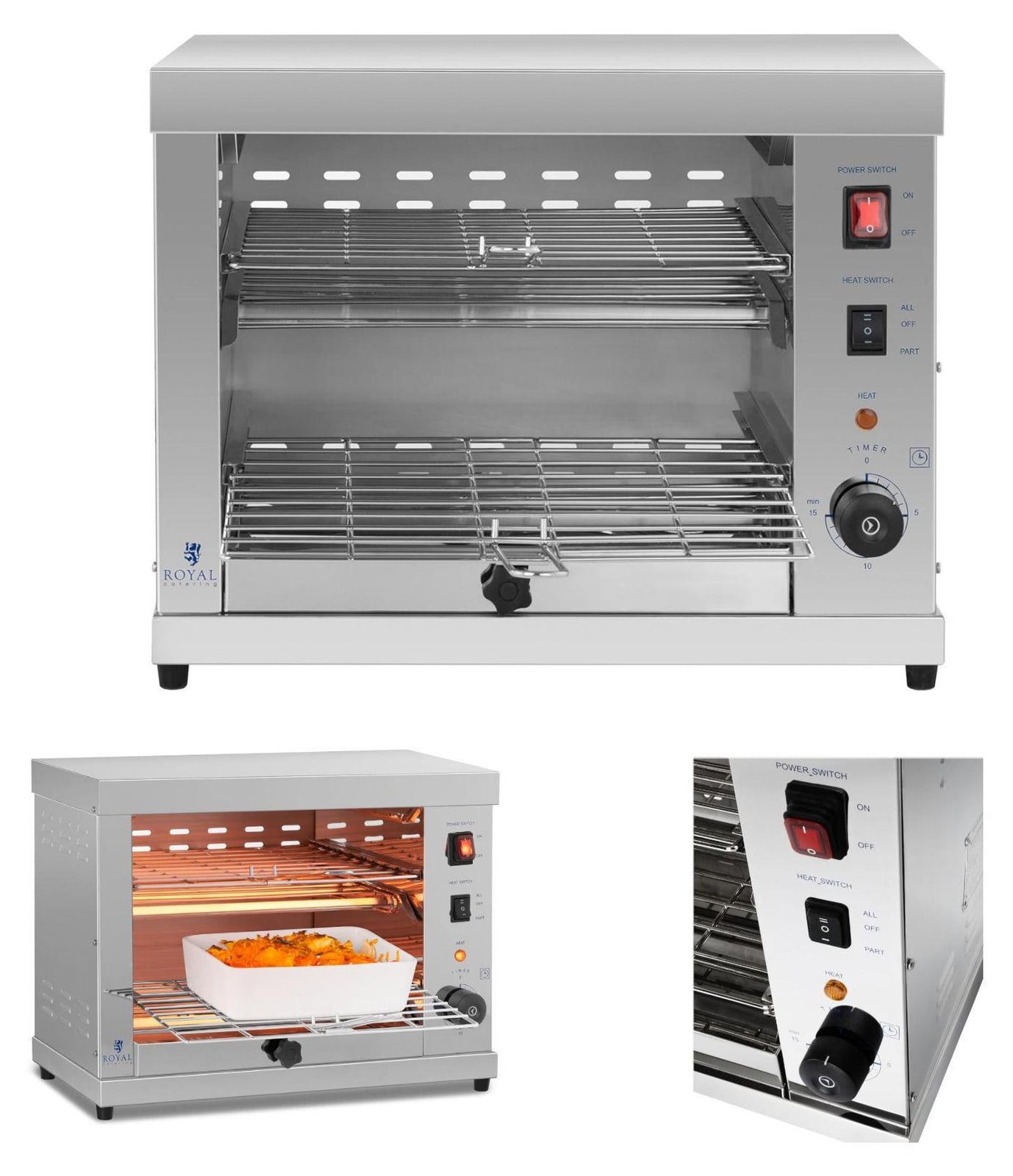Royal Catering Salamander 3250W dubbele broodrooster