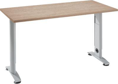 Home Office Tisch Login, C-Fuß, B 1300 x T 650 mm, Eiche/weißalu