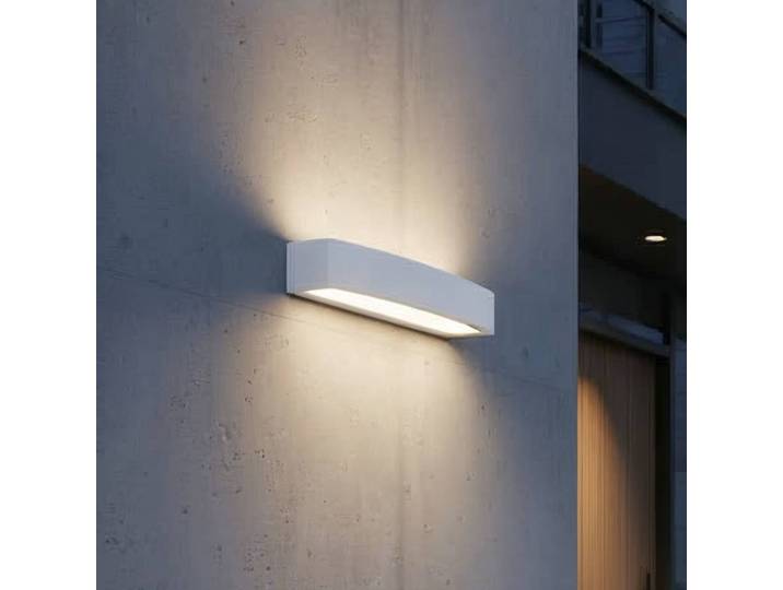 IDEAL LUX Außenwandleuchte Andromeda, dimmbar, weiß / opal, für Badezimmer, Aluminium, Modern, Wandlampe