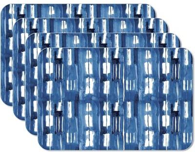 CounterArt Shibori Blues 4 Pack Reversible Easy Care Flexible Plastic Placemats Made in The USA BPA Free Easily Wipes Clean
