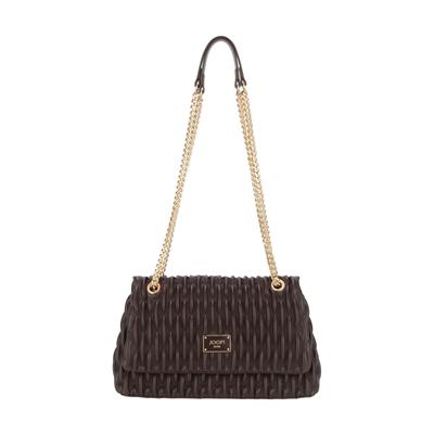 Schultertasche JOOP JEANS "ruga emma shoulderbag shf", Damen, Gr. B/H/T: 29cm x 17cm x 11cm, braun (dunkelbraun), Polyurethan (PU), Taschen Schultertasche, Damen Schultertasche mit Überschlag & Magnetverschluss