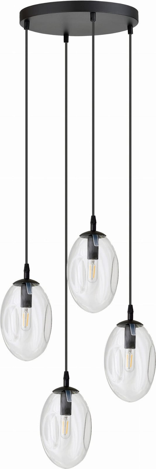 Emibig Lighting Hanglamp Astral 4xE14 10W met 4 transparante lampenkappen model 1265/4PREM