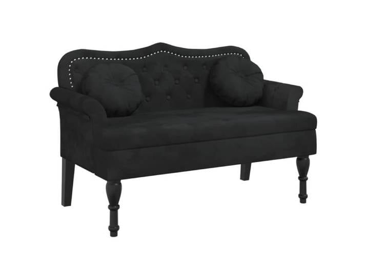 Banc - Élégance - Chic - Noir - 120 5x65x75 cm - Velours - 2 coussins inclus