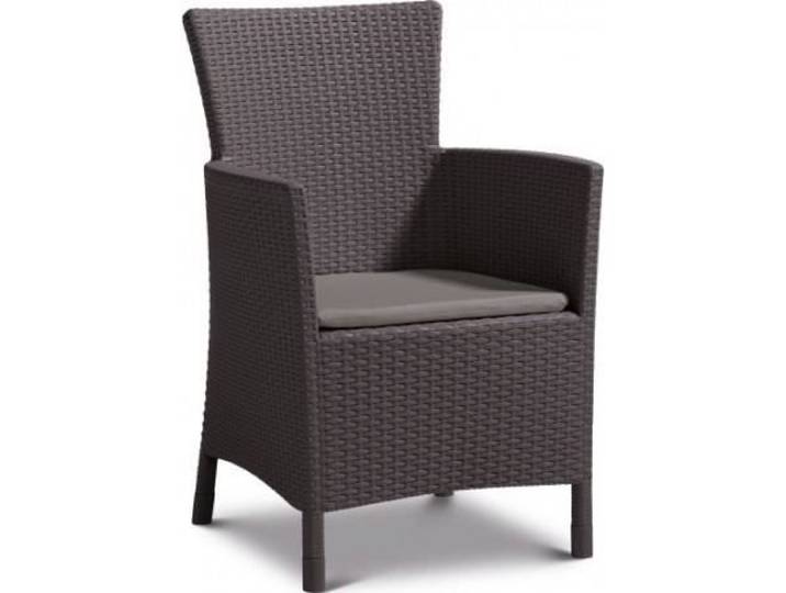 Fauteuil de jardin aspect rotin tressé avec coussin Keter Allibert Iowa marron