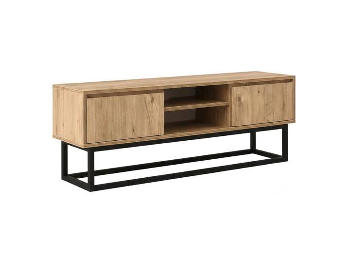 Meuble tv effet bois noir, beige 180x40 cm
