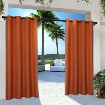 ATI Home Cabana Solid Indoor/Outdoor Light Filtering Grommet Top Curtain Panel Pair