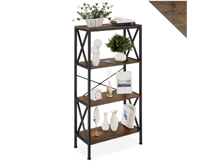Etagère Barry 61,5x31,5x133,5cm - Bois foncé industriel, rustique