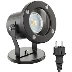 ledscom.de Außen-Strahler Fluter MIBU für außen, Edelstahl, schwarz, inkl. LED GU10 Lampe (warmweiß, 5,4W, 510lm, 45°)