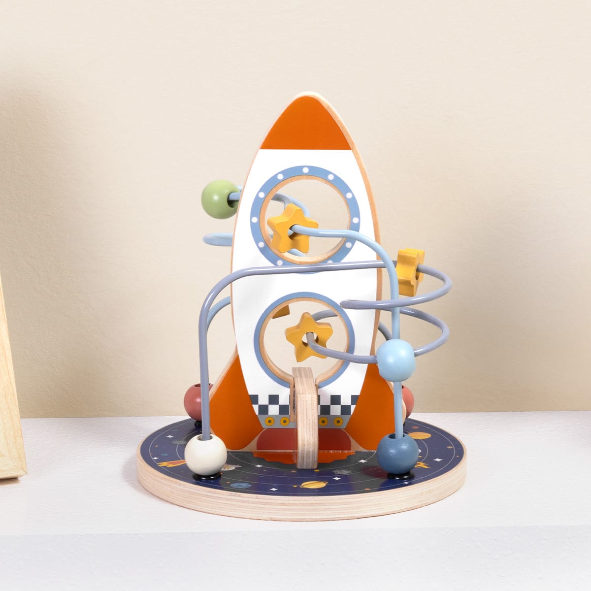 Tooky Toy Space Rocket Bead Maze for Early Learning and Fine Motor Development - Ages 3 and Up