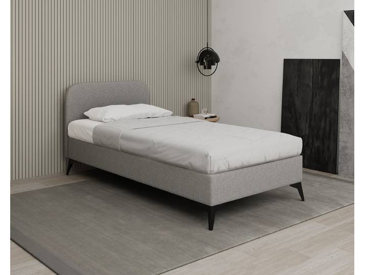 MAVILO 100x200cm, Polsterbett, Einzelbett, Stoff Grau - Raven 06