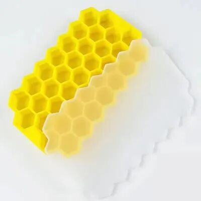 Lush Living Finds Honeycomb Silicone Ice Cube Tray Food Grade Whiskey Ice Mold For Cocktails & Everyday Drinks yellow