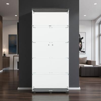 ZWYO HOSIMU "74.80""H Tempered Glass Display Cabinet, Liquor & Storage Cabinet with PAIPAI Lights, Lockable Doors, Adjustable Feet"