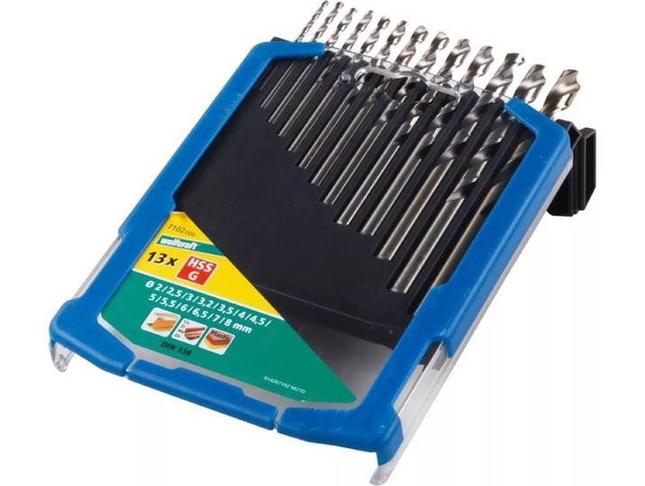wolfcraft - Metaalboorset Ø 2 tot 8 mm - 13 delig - HSS geslepen - 7102000