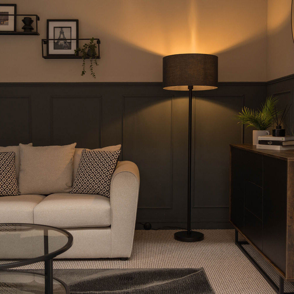 17 Stories 129 H cm Torchiere Floor Lamp Grey 129cm H X 31cm W X 14.5cm D