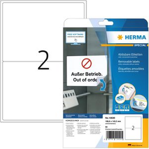 Herma Universaletiketten 10020, weiß, 199,6 x 143,5mm, ablösbar, 25 Blatt, 50 Stück
