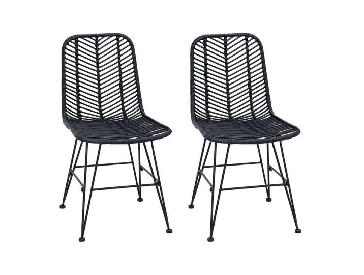 vidaXL Esszimmerstuhl Esszimmerstuhl 2 stk. Rattan und Eisen Schwarz (2 St)