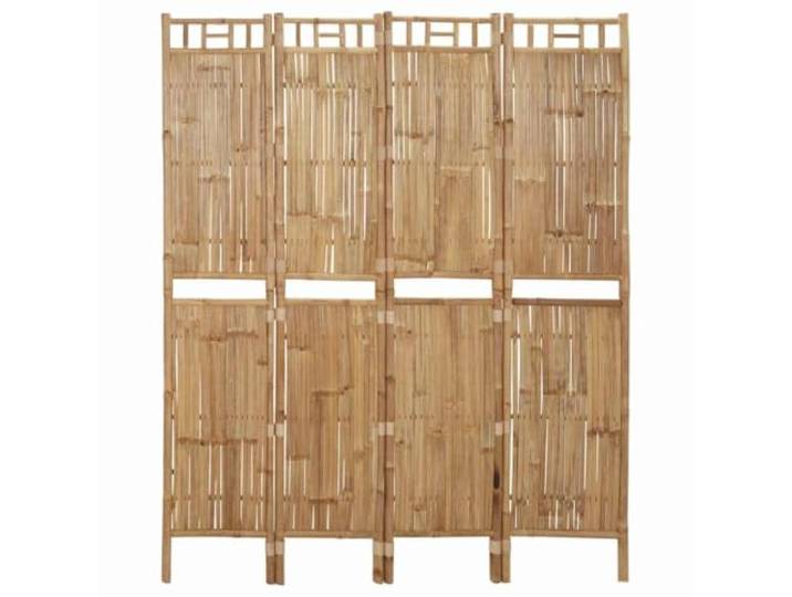 NLQMSU Paravent Trennwand, 4 Paneele, aus Bambus, 160 x 180 cm, für den Faltbarer Raumteiler aus natürlichem Bambus, einfache Pflege, für den Innen- und Außenbereich, tropisches Design