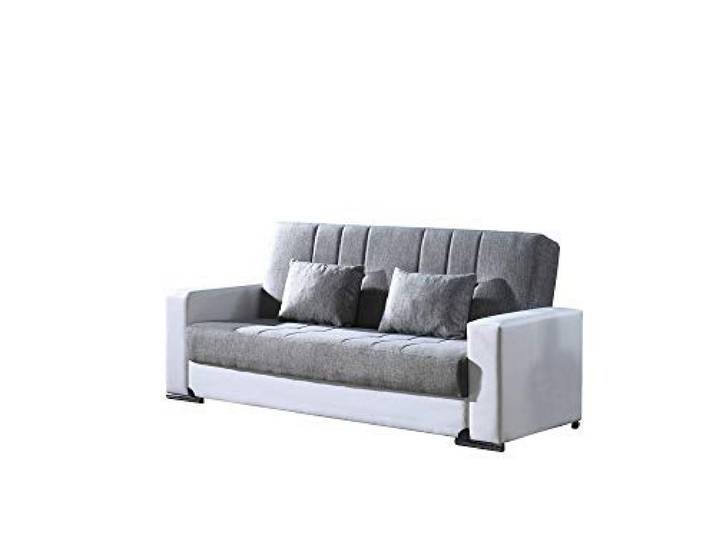 3-Sitzer-Container-Schlafsofa, 220 x 84 x 91 h cm, mit weißer Struktur und grauen Sitzen