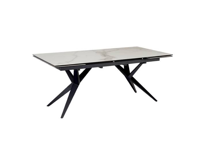 Esstisch Keramik Metall 180 x 95 x 76 cm Keramik-Glas weiß...
