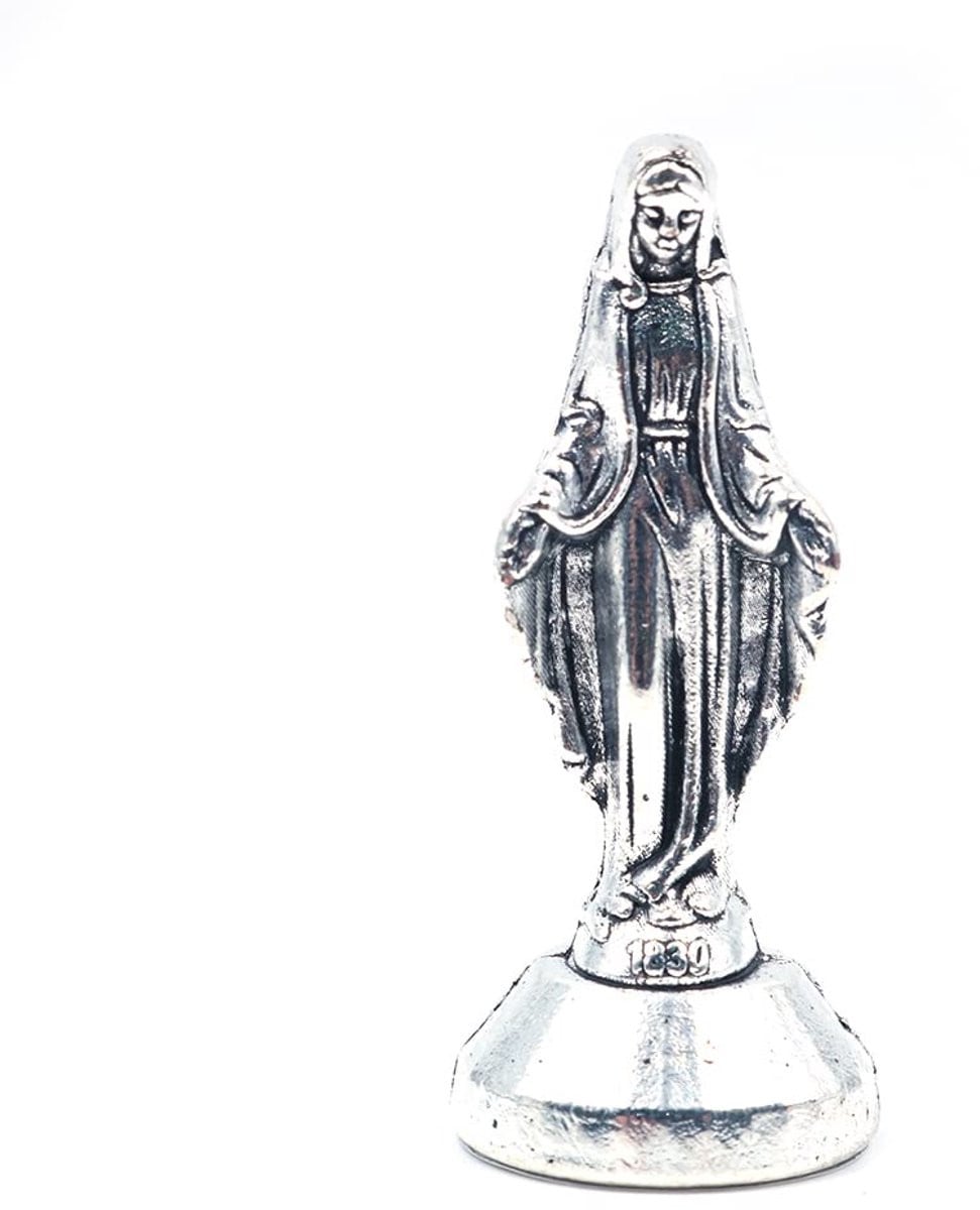 Set van 5 religieuze beeldjes van de Heilige Maagd Maria van Lourdes, 5 cm