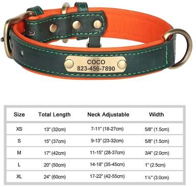 Inspired Finds Custom Engraved PU Leather Dog Collar With Personalized ID Nameplate green xl