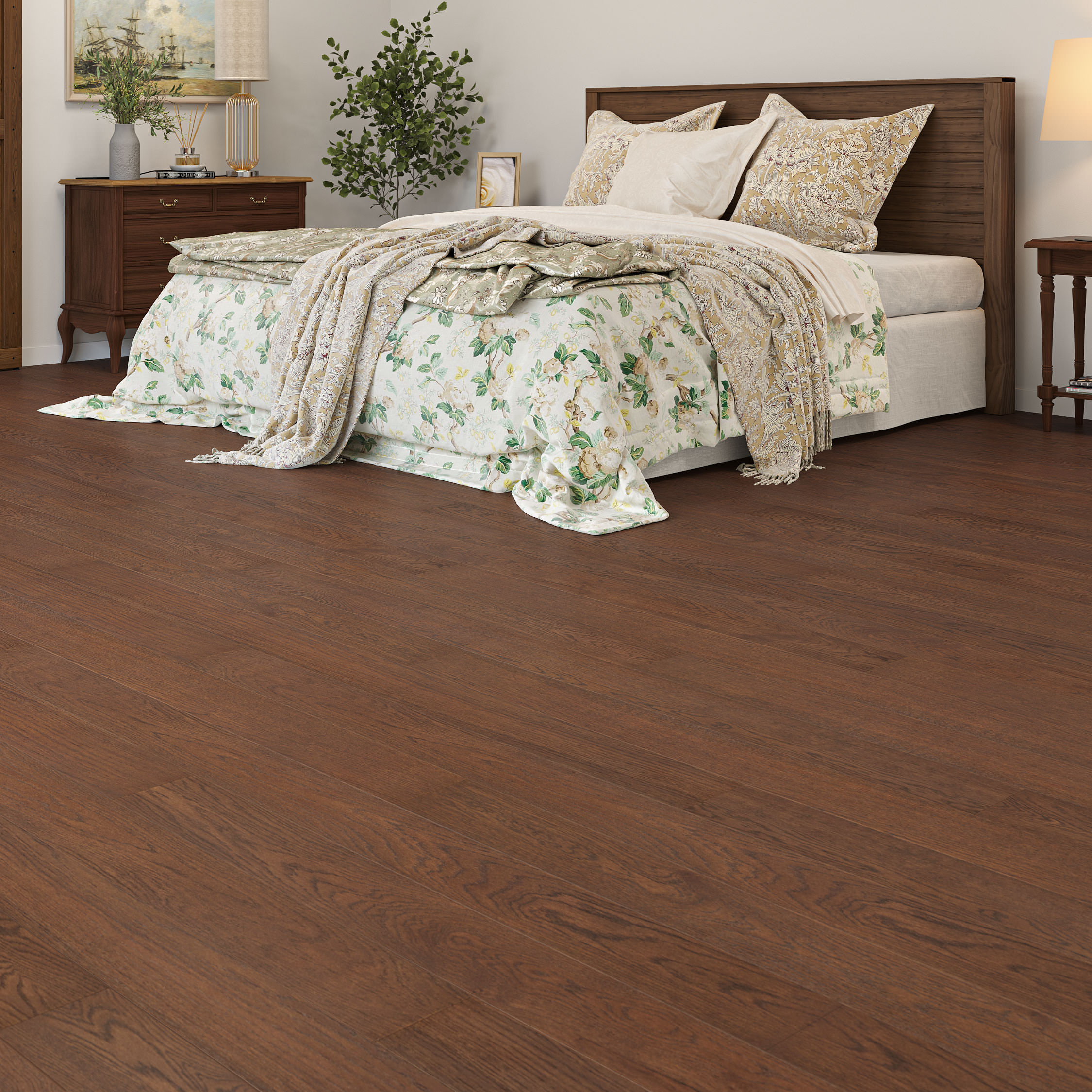 Luxury Flooring Dark Engineered Oak Brushed & Lacquered Flooring - 14mm x 1900mm x 150mm
